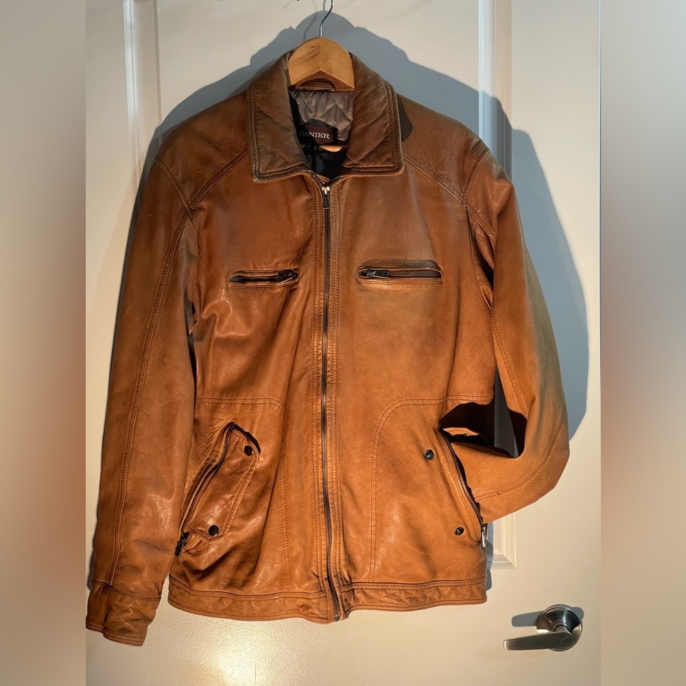 Brown DANIER Leather Men Size XL Jacket